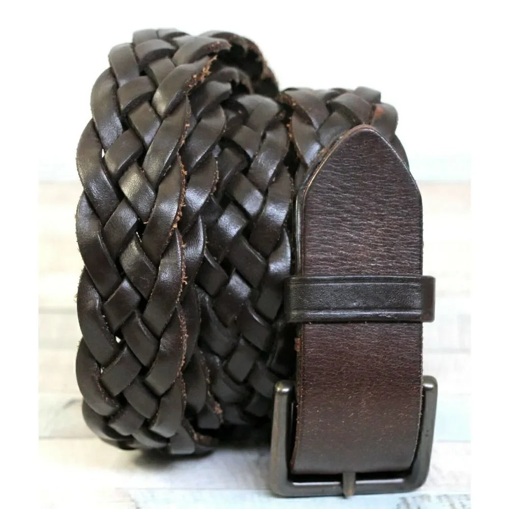 CLASSIC BRAIDED BROWN GENUINE LEATHER 1.25